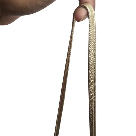 Genuine Leather Vtg USA Gold Silver Metallic  Patchwork Studded Clam Shell Bag - Picture 5 of 10